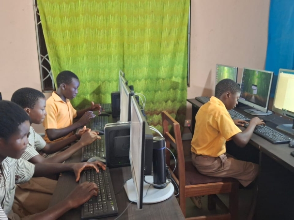 Pupils of Kewum Atrobinya D/A showcasing their digital skills